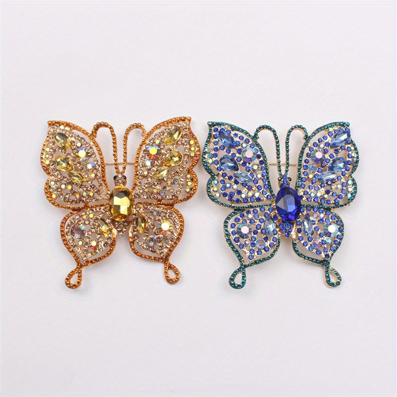 Rhinestone Butterfly Brooch for Women Jewelry Elegant Inlaid Design Gift Accessory