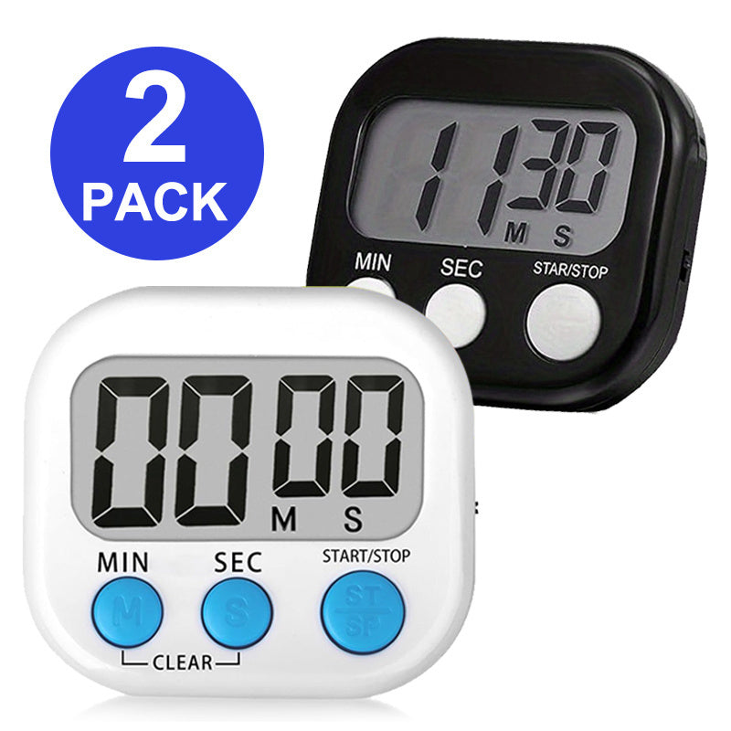 Set de 2 temporizadores digitales de cocina con respaldo magnético para cocinar, hornear, deportes, juegos y oficina