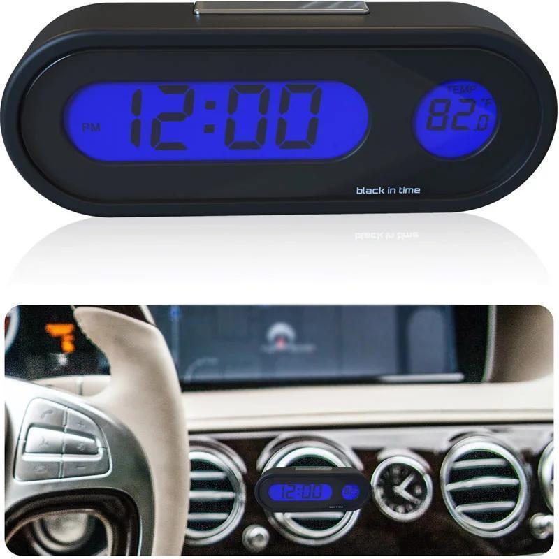 Orqa yoritilgan LCD displey bilan raqamli avtomobil soati va termometr