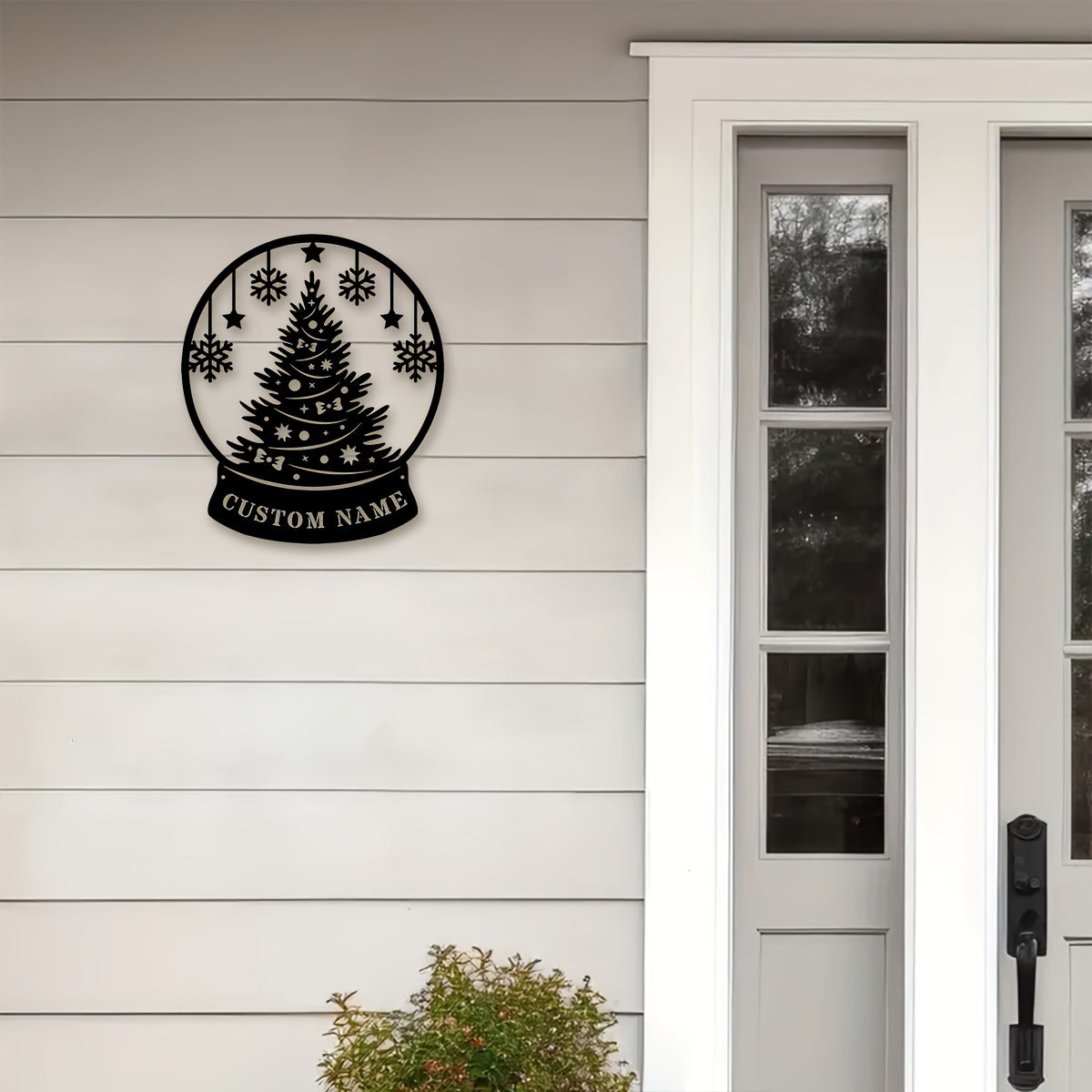 Metal Christmas Tree Wall Sign Personalizable Rustic Holiday Decor Indoor Outdoor