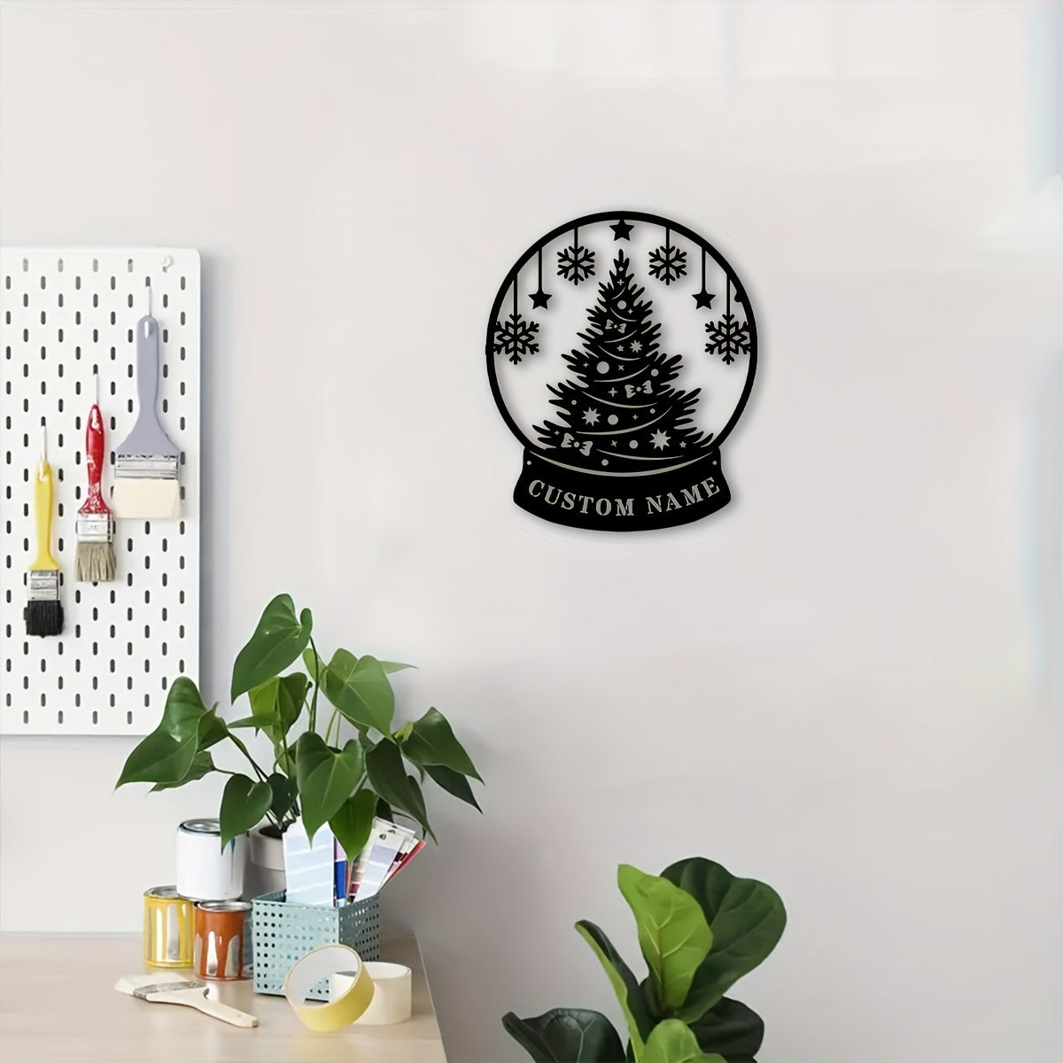 Metal Christmas Tree Wall Sign Personalizable Rustic Holiday Decor Indoor Outdoor