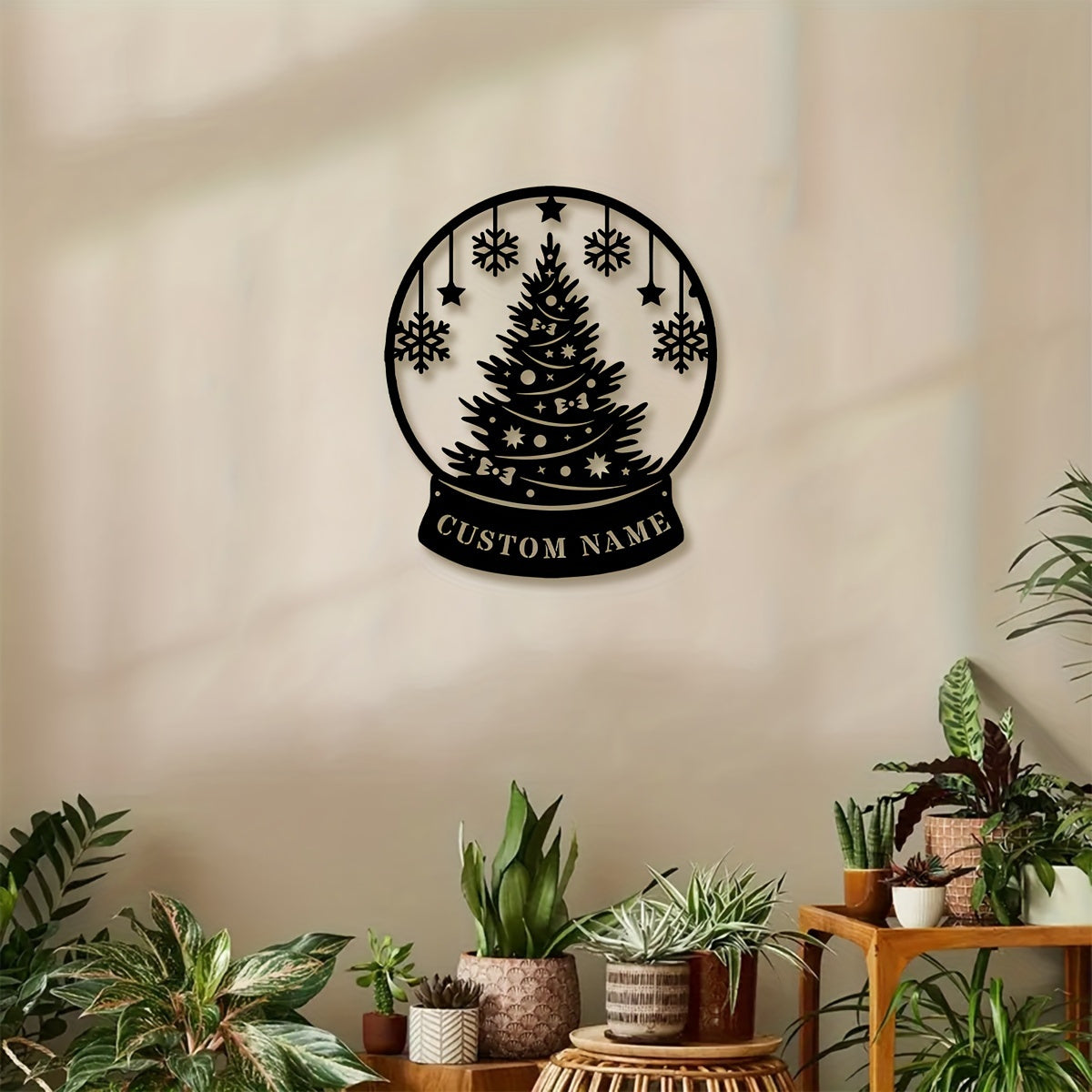 Metal Christmas Tree Wall Sign Personalizable Rustic Holiday Decor Indoor Outdoor