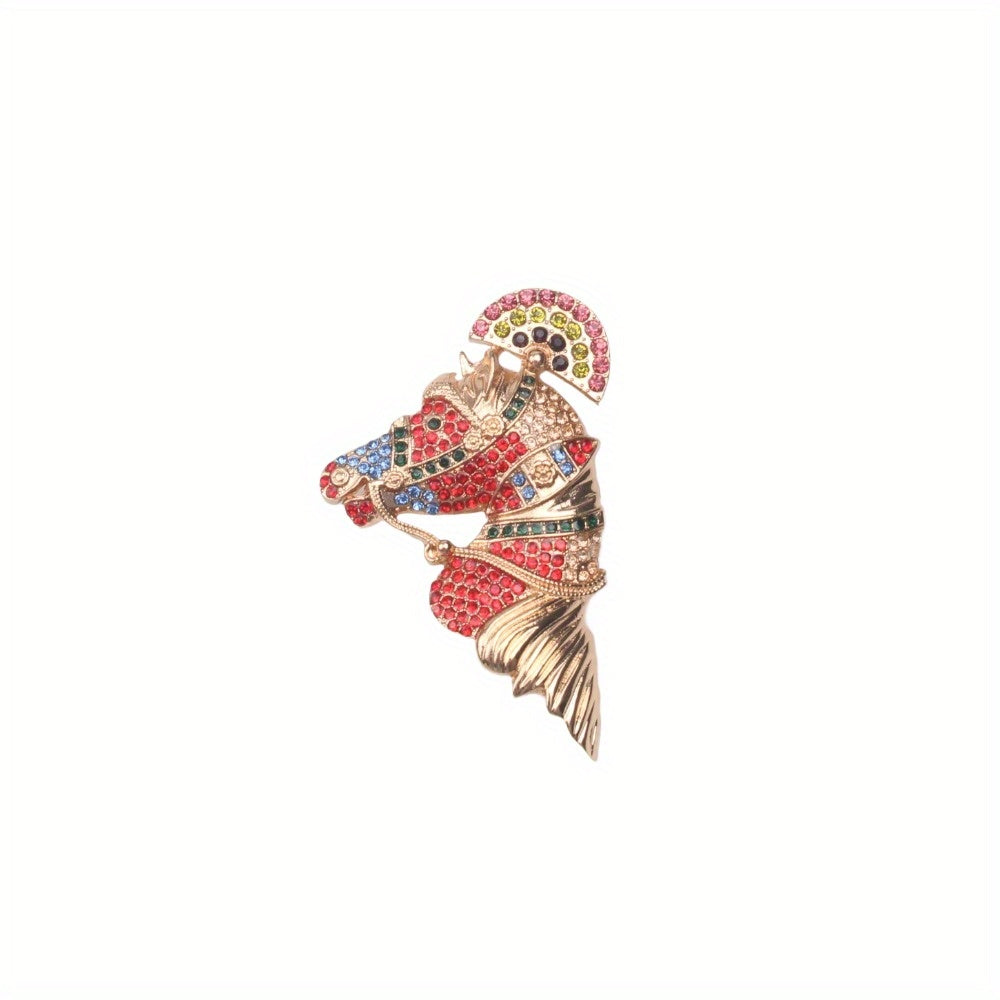 Horse Brooch Rhinestones Metal Pin for Jackets Sweaters Fashion Accessory