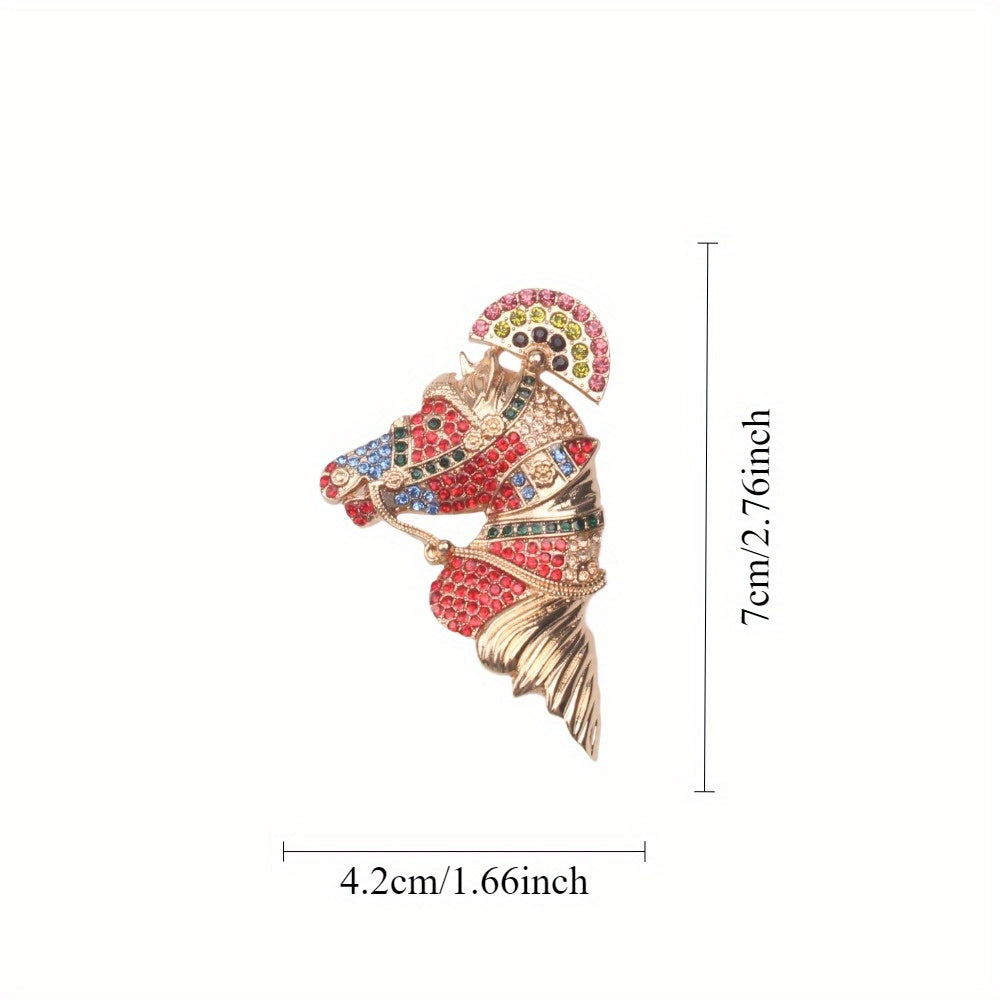 Horse Brooch Rhinestones Metal Pin for Jackets Sweaters Fashion Accessory