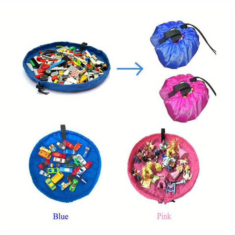Round Reusable Oxford Cloth Toy Organizer Bag with Drawstring Closure