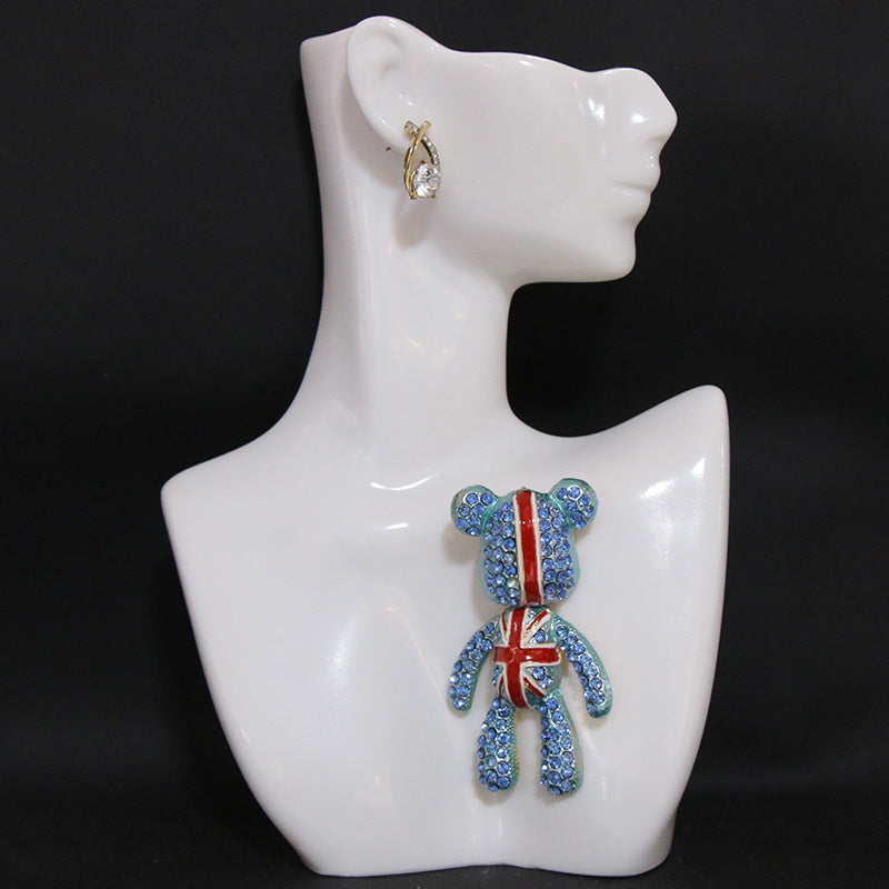 Bear Brooch Rhinestones Rotating Upscale Accent for Suits Coats