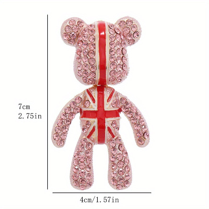 Bear Brooch Rhinestones Rotating Upscale Accent for Suits Coats