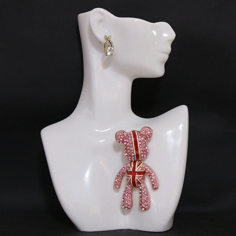 Bear Brooch Rhinestones Rotating Upscale Accent for Suits Coats