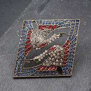 Retro-Style Crane and Phoenix Brooch with Rhinestones for Dresses and Sweaters