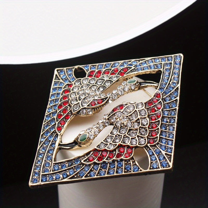Retro-Style Crane and Phoenix Brooch with Rhinestones for Dresses and Sweaters