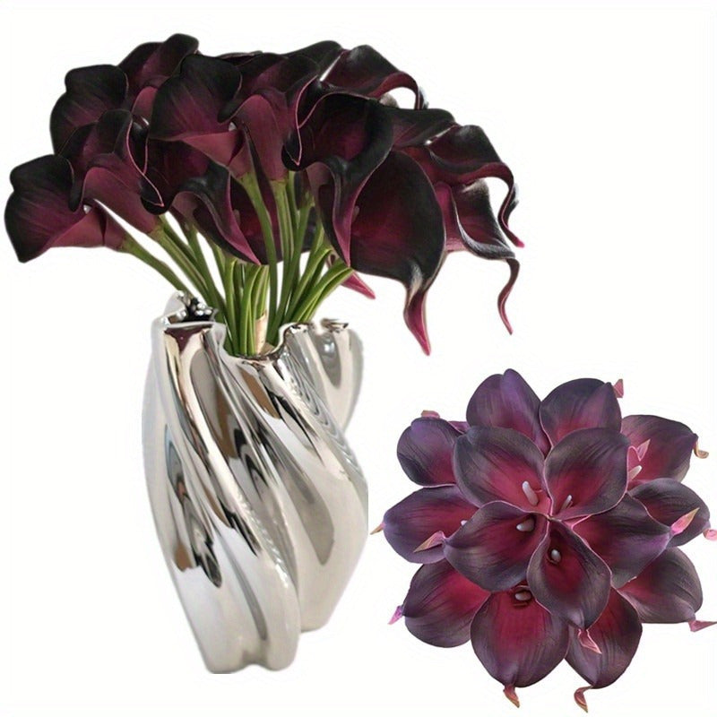 10pcs Artificial Calla Lily Bouquet Real Touch Flowers for Weddings Parties Home Decor