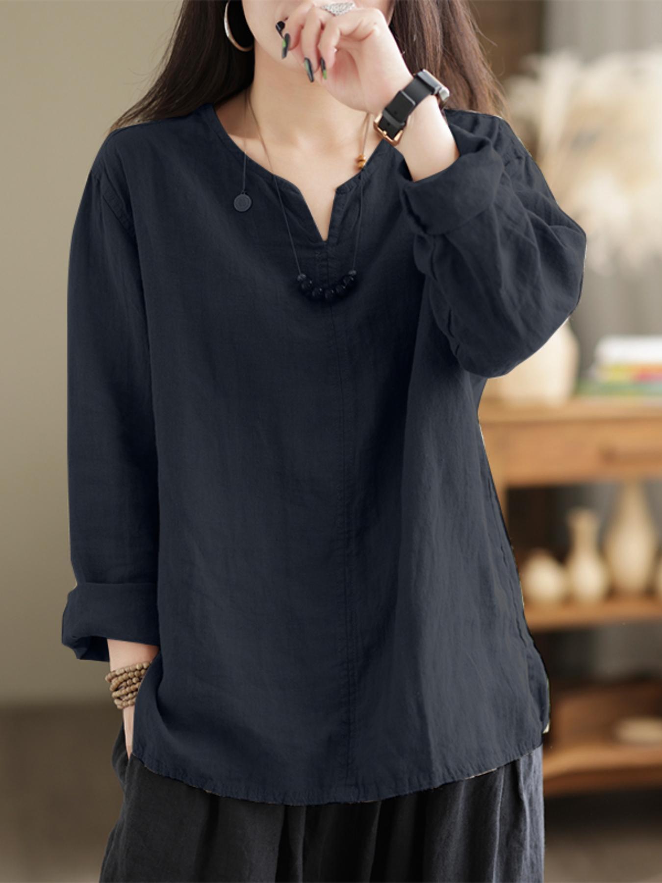 Women's Plus Size Loose Fit Blouse with Short Sleeves Solid Color Spring Summer Fall