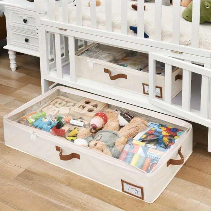 Organizador de almacenamiento bajo la cama, a prueba de agua, de tela no tejida con asas, gran capacidad