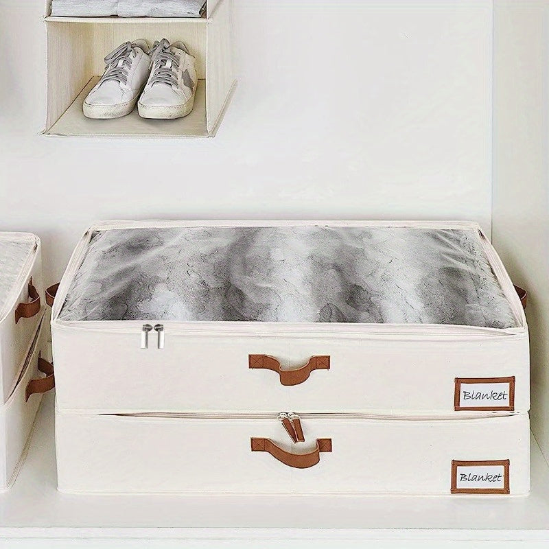 Organizador de almacenamiento bajo la cama, a prueba de agua, de tela no tejida con asas, gran capacidad