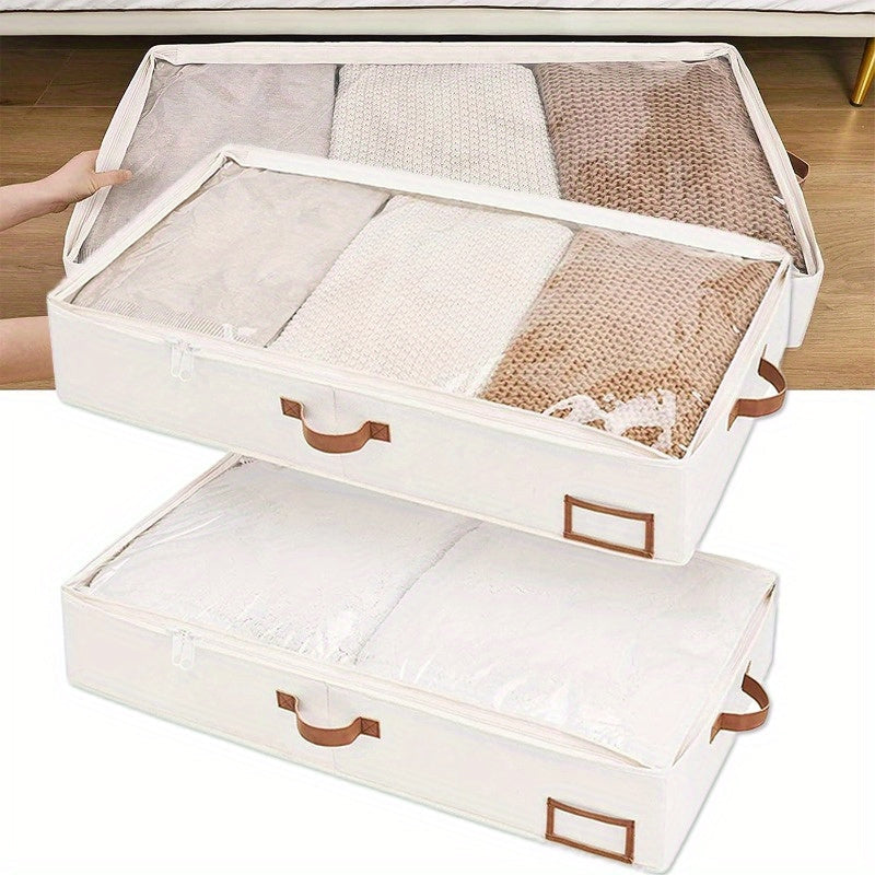 Organizador de almacenamiento bajo la cama, a prueba de agua, de tela no tejida con asas, gran capacidad