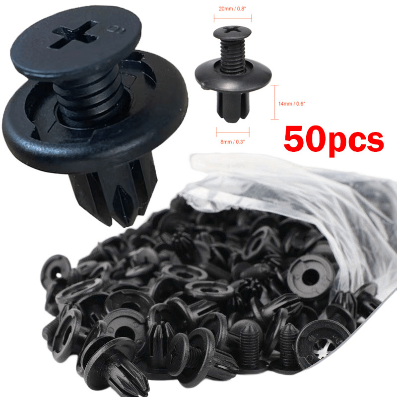 50pcs Car Plastic Rivet Fastener Clips 8mm Hole Door Trim Panel Retainers