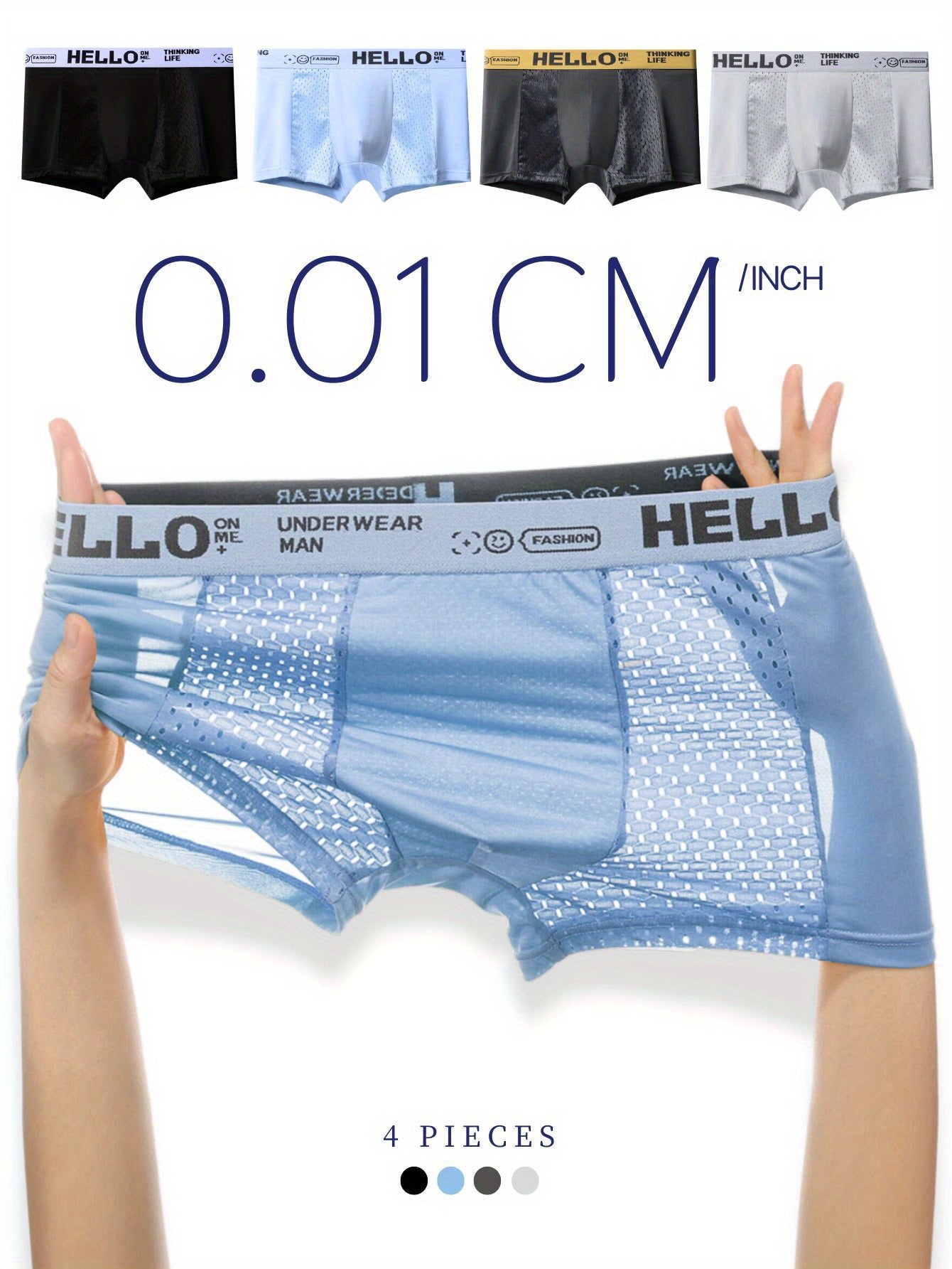 Men's Breathable Mesh Square Pants in Black Gray Blue with Creative Waistband