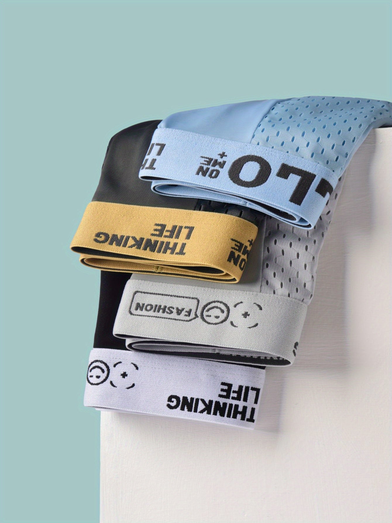 Men's Breathable Mesh Square Pants in Black Gray Blue with Creative Waistband