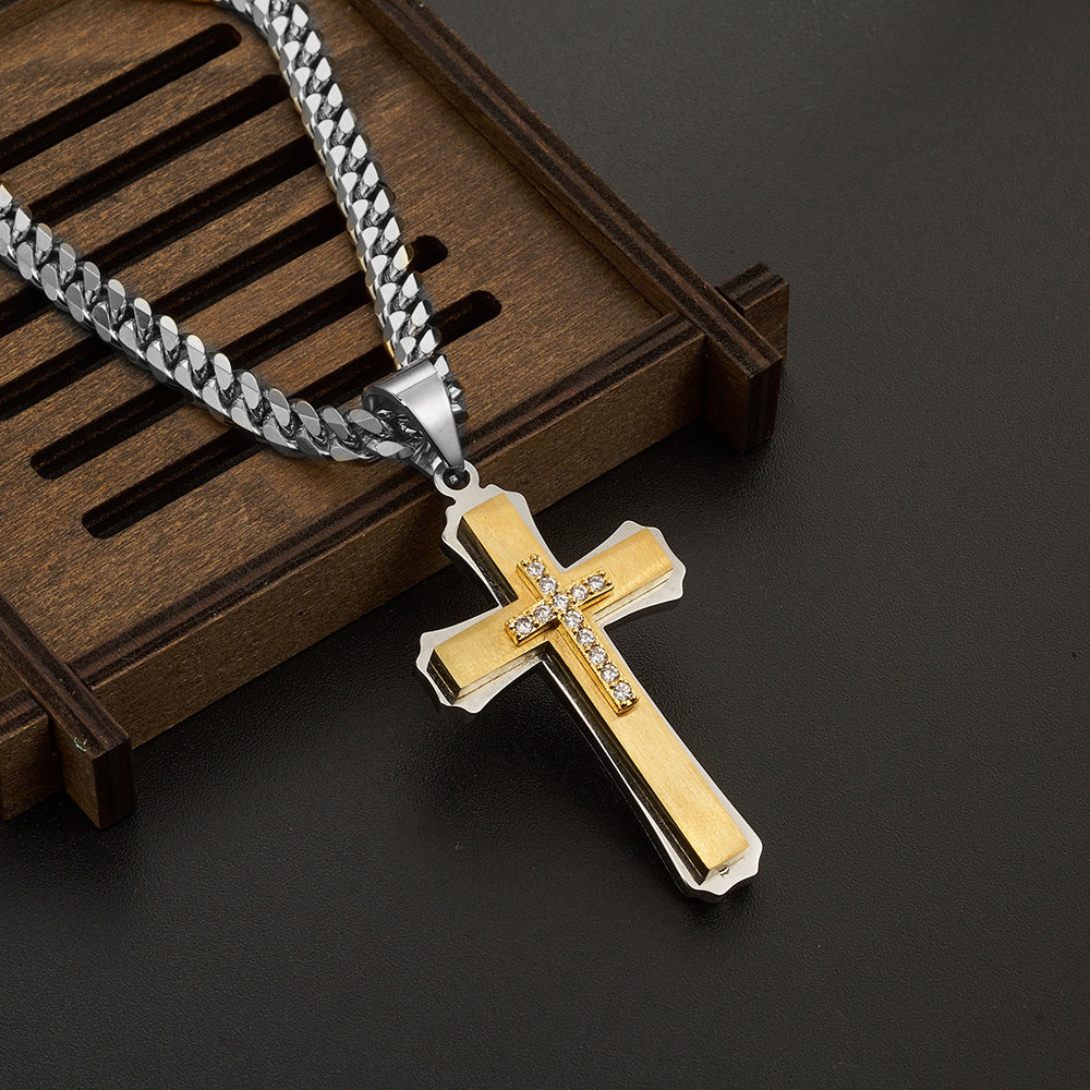 Multi-Layer Stainless Steel Pendant Necklace for Men Jewelry Gift