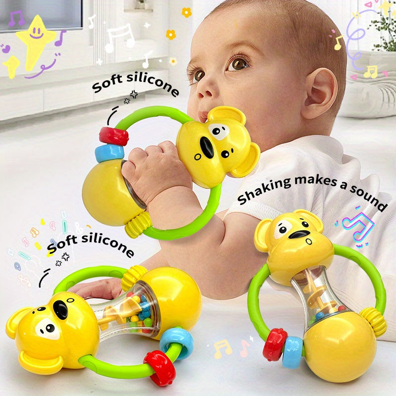 Baby Toy Baby Hand Rattle Musical Shaker Silicone Beads BPA-Free Developmental Grip Teether for Infants 0-3 Years