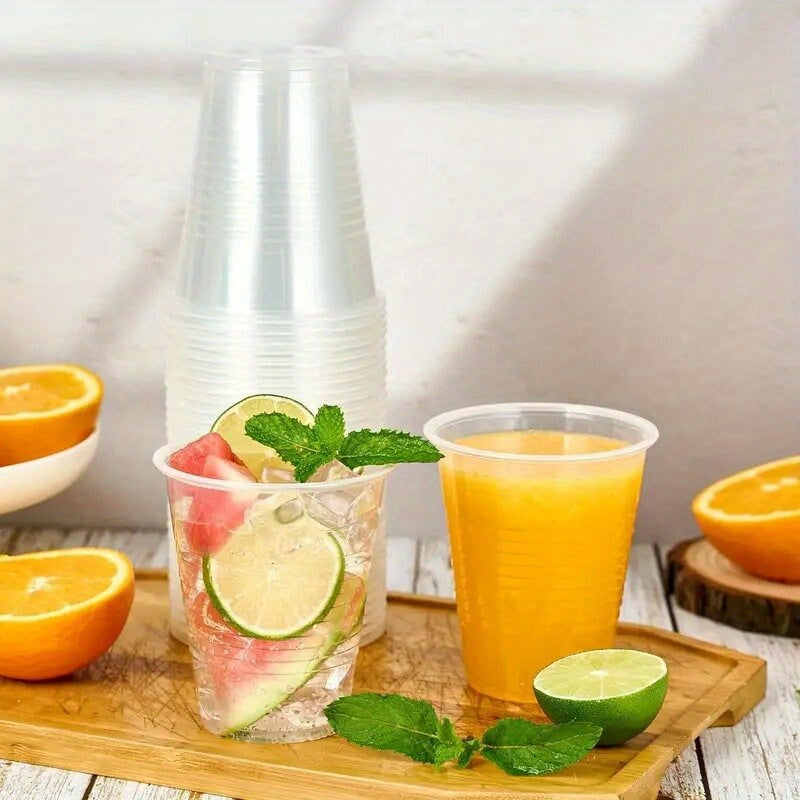 Bir martalik plastmassa stakanlar 50-100 ta, shaffof, qayta ishlash mumkin, atıştırmalıklar, ichimliklar, partiyalar uchun