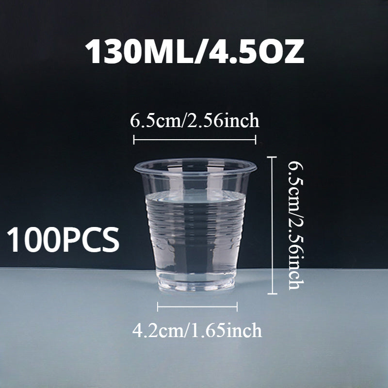 Bir martalik plastmassa stakanlar 50-100 ta, shaffof, qayta ishlash mumkin, atıştırmalıklar, ichimliklar, partiyalar uchun