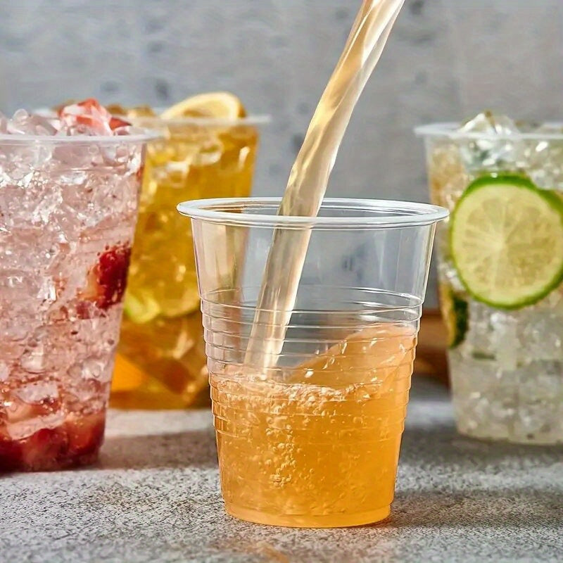 Bir martalik plastmassa stakanlar 50-100 ta, shaffof, qayta ishlash mumkin, atıştırmalıklar, ichimliklar, partiyalar uchun