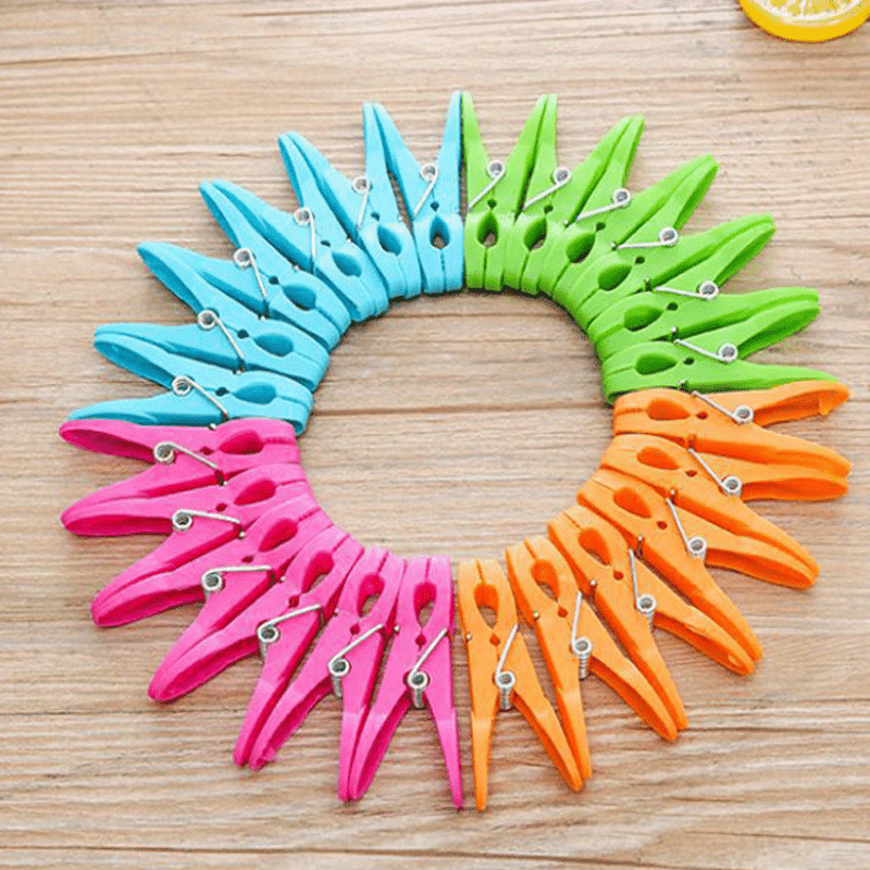Multicolor Heavy Duty Plastic Clothespins with Springs for Laundry and Crafts