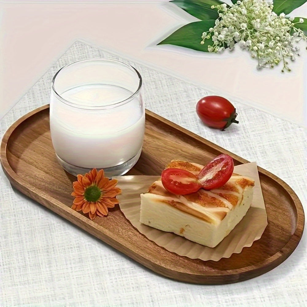 Acacia Wood Oval Serving Tray for Kitchen Dining Food Fruit Snacks
