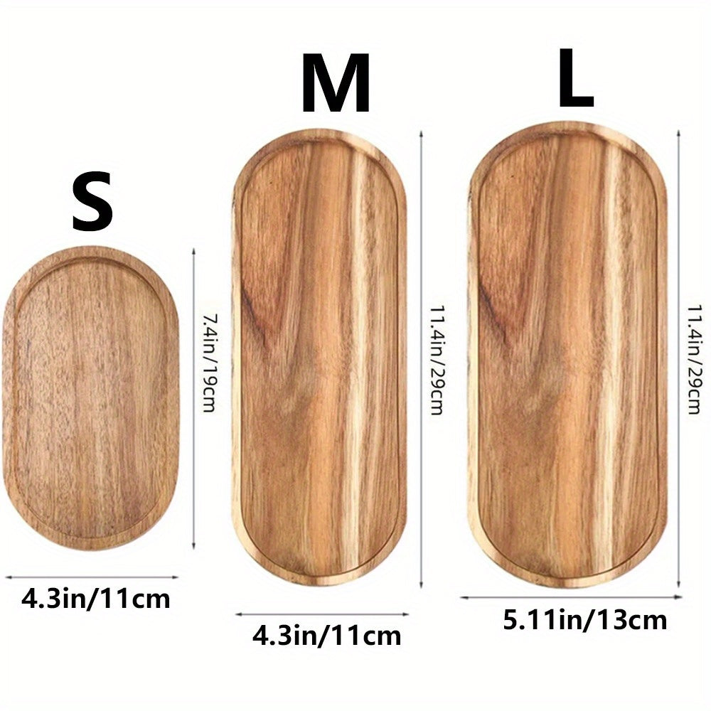 Acacia Wood Oval Serving Tray for Kitchen Dining Food Fruit Snacks