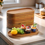 Acacia Wood Oval Serving Tray for Kitchen Dining Food Fruit Snacks