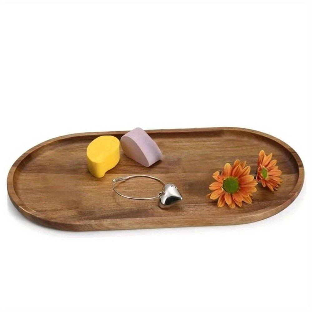 Acacia Wood Oval Serving Tray for Kitchen Dining Food Fruit Snacks