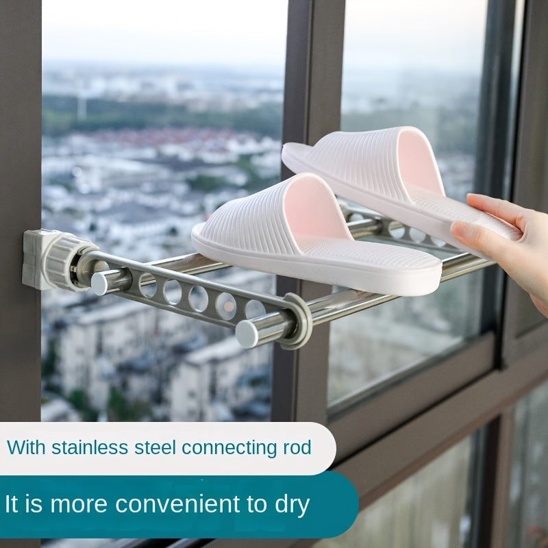 8-Hole Indoor Clothes Drying Rack Balcony Window Hanger Storage for Bathroom