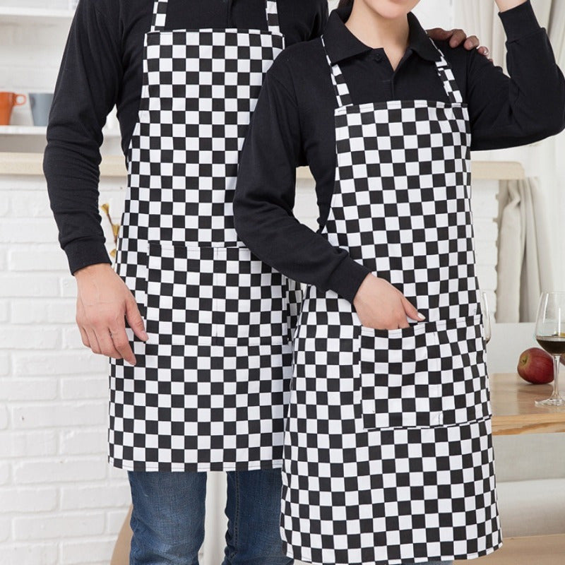 Bir parcha chiziqli oshpaz aproni mehmonxona va restoran oshpazlari uchun mo'ljallangan. Ushbu apron qahvaxonalar uchun ideal bo'lib, dog'larni oldini olish va oshxona jihozlarini toza saqlash uchun uzun bo'yinli osma dizaynga ega.
