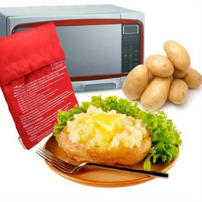 Microwave Potato Cooker Bag 1pc for fast easy baking of potatoes red polyester