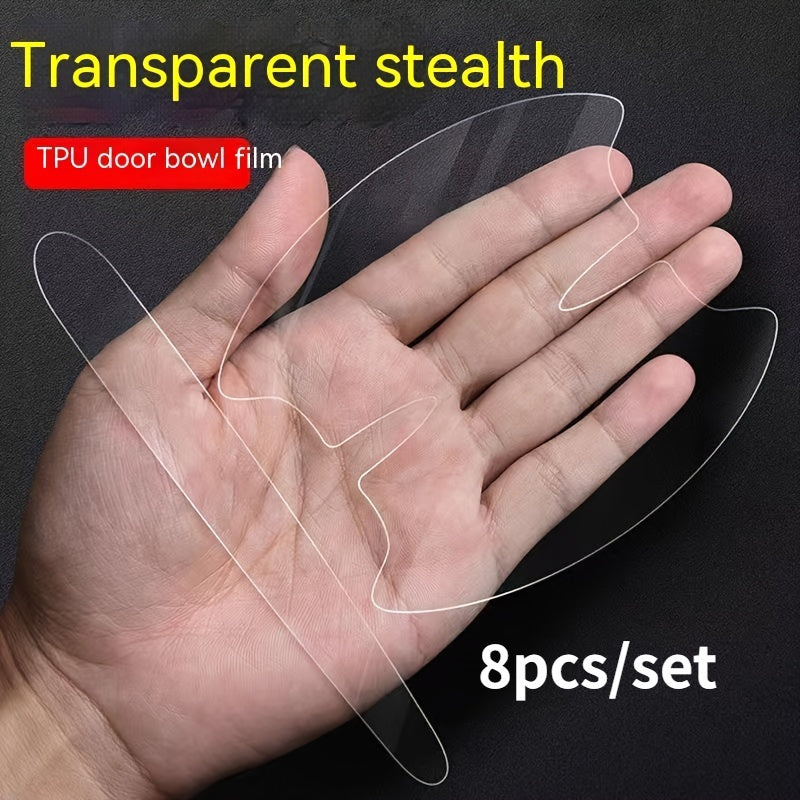 8pcs Pegatinas para manijas de puertas de coche, película protectora transparente resistente a los arañazos