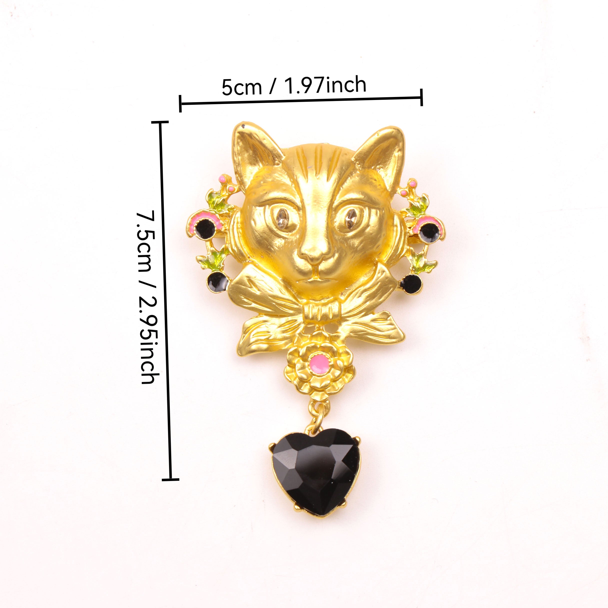 Vintage Cat Brooch Pin Enamel Animal Shape Gothic Jewelry Accessory