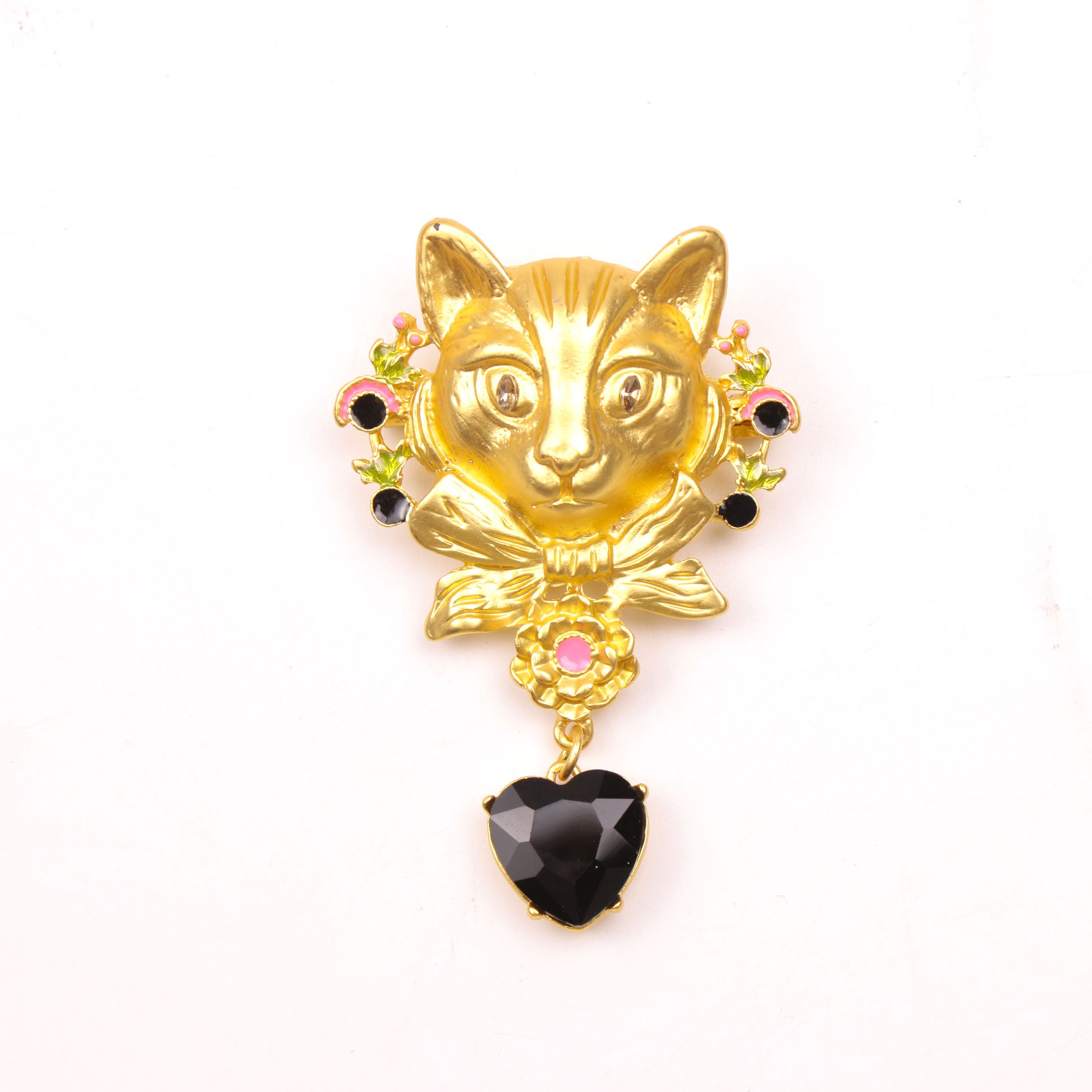 Vintage Cat Brooch Pin Enamel Animal Shape Gothic Jewelry Accessory