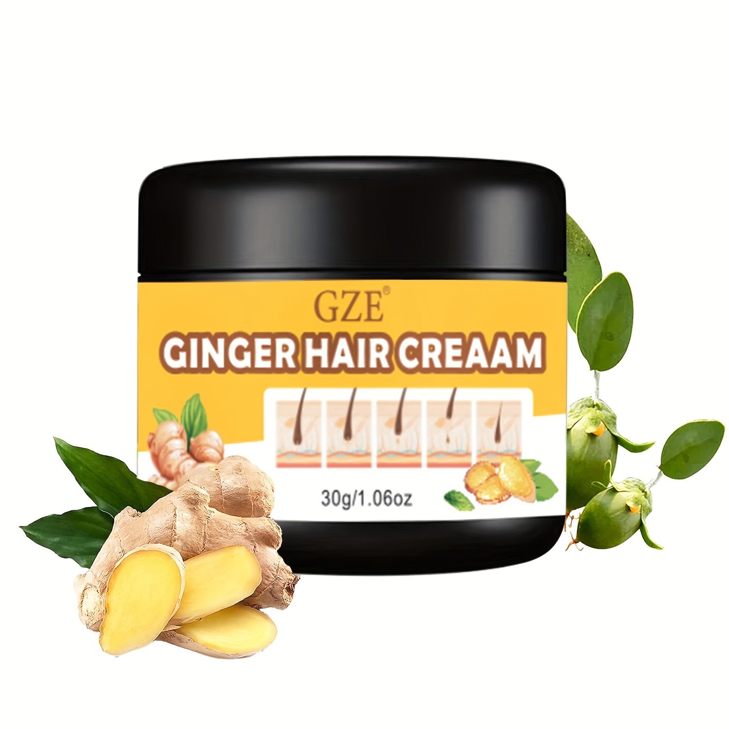 Ginger Hair Strengthening Cream Moisturizing Scalp Conditioner Serum for All Hair Types