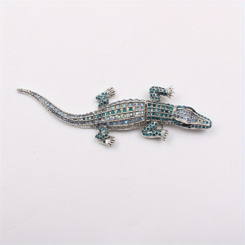 Crocodile Shape Rhinestone Brooch Pin for Women Jewelry Accessories