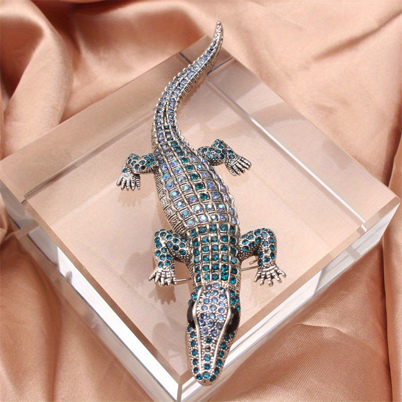 Брошь-значок с кристаллами в форме крокодила для женских украшений