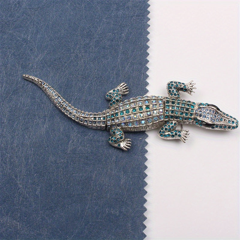 Брошь-значок с кристаллами в форме крокодила для женских украшений