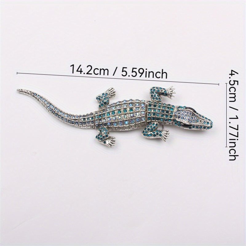 Брошь-значок с кристаллами в форме крокодила для женских украшений