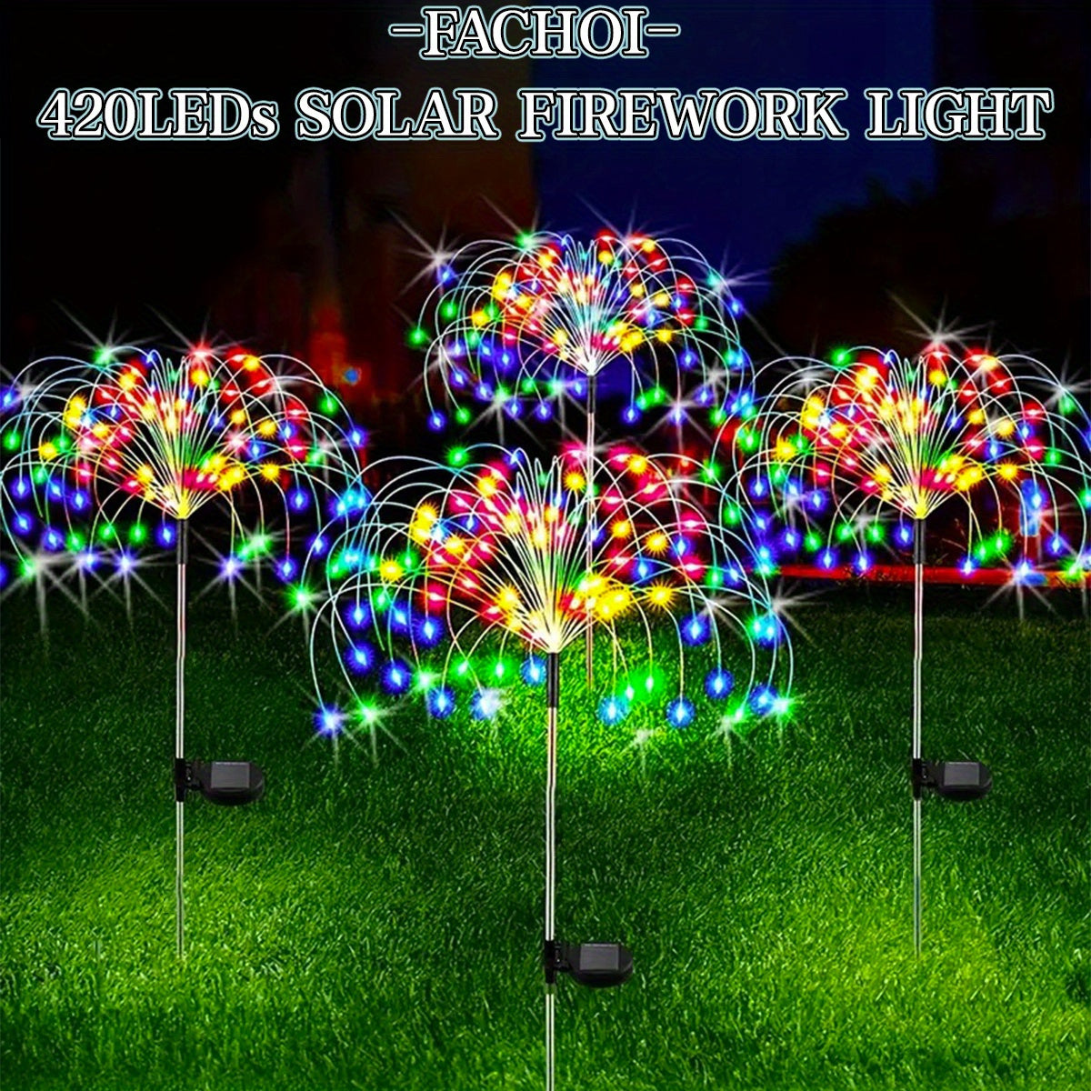 420 LED Solar Garden Lights with 8 Modes Waterproof IP65 for Patio Pathway Decor