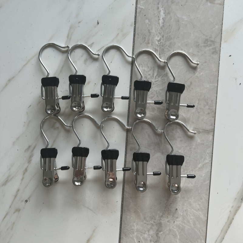 10-Pack Stainless Steel Utility Hooks for Closet Laundry Room Organization