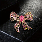 Vintage Rhinestone Bow Tie Brooch for Women Crystal Butterfly Knot Jewelry