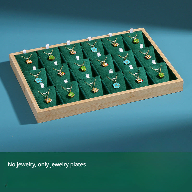 Bamboo Jewelry Tray with 18 Compartments for Organizing Pendants Watches and Accessories