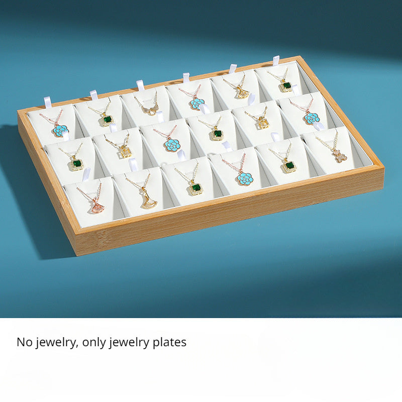 Bamboo Jewelry Tray with 18 Compartments for Organizing Pendants Watches and Accessories
