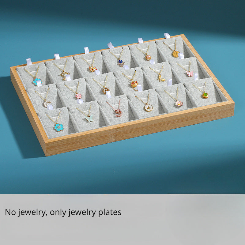 Bamboo Jewelry Tray with 18 Compartments for Organizing Pendants Watches and Accessories