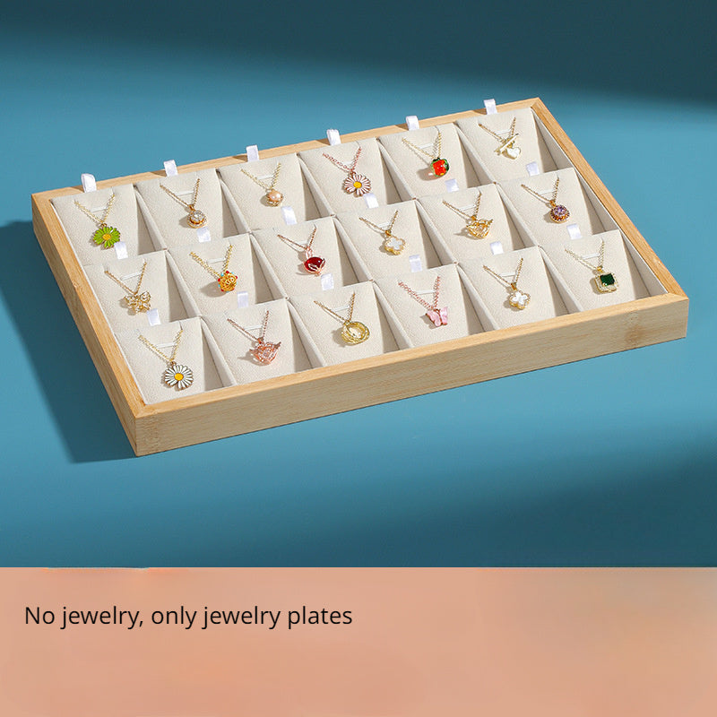 Bamboo Jewelry Tray with 18 Compartments for Organizing Pendants Watches and Accessories